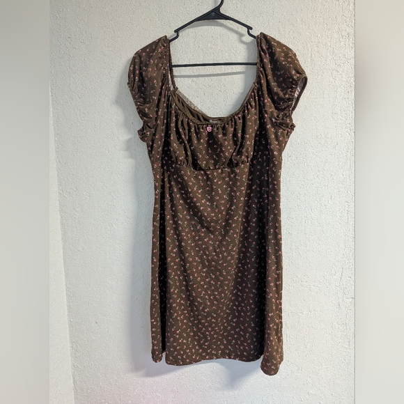 No Boundaries Dresses & Skirts - Floral babydoll Mini Dress XL 16/18 Cottagecore Dainty Boho Festival Stretch